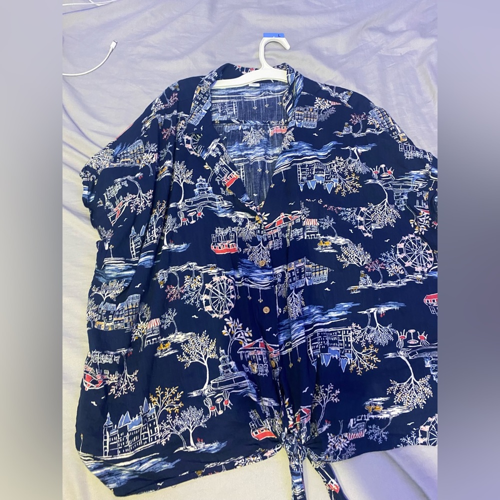 Blue Old Navy Carnival Blouse SIZE 2XL